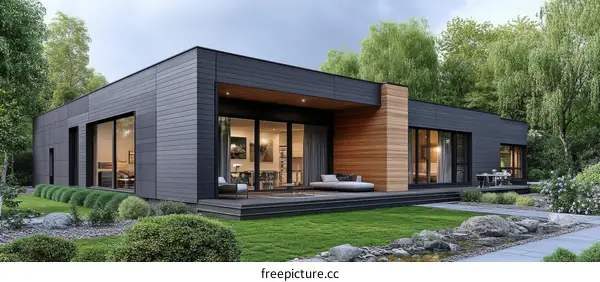 Modern House Exterior Design with Wooden Accents