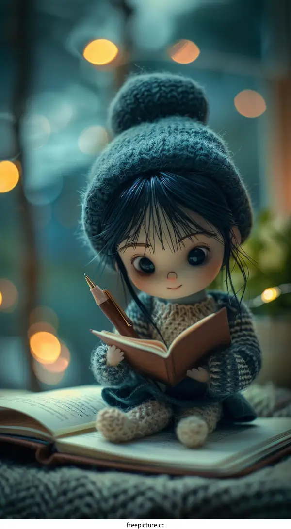 A cute girl is reading a book