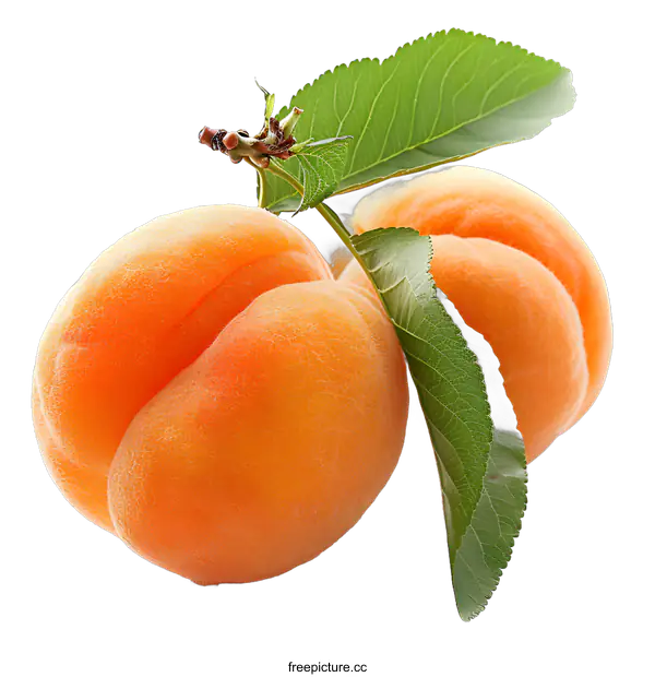 [Transparent Background PNG]Fresh apricots with leaf