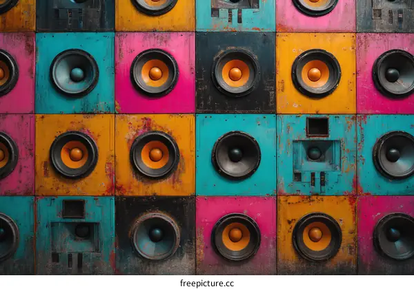 Colorful Retro Speaker Wall Art