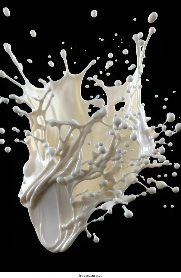 Milk Splashing Against Black Background