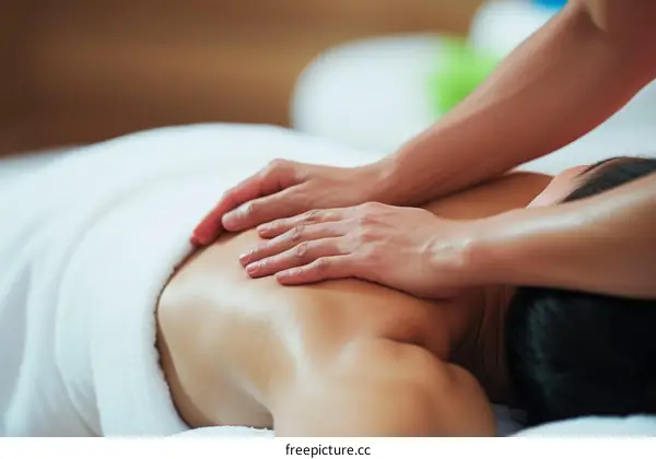 Asian woman getting a back massage at a spa