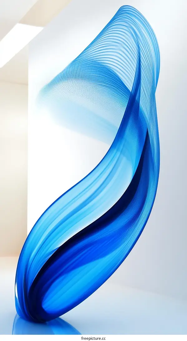 Abstract Blue Flowing Art Piece