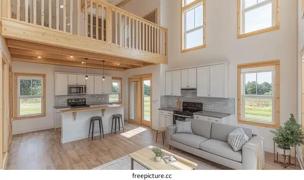 Modern Farmhouse Interior Design with Large Windows