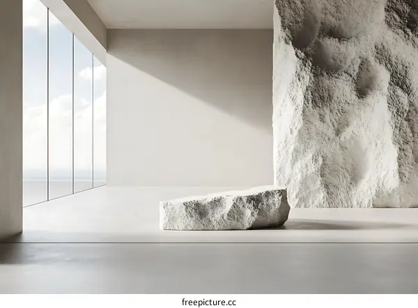 Minimalist Stone Platform with Ocean View