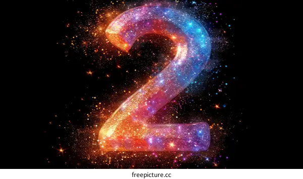 Colorful Number Two With Stars