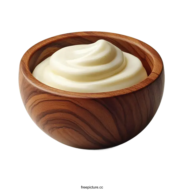 [Transparent Background PNG]Delicious Creamy Dip in Wooden Bowl