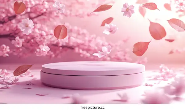 Pink Cherry Blossom Display Podium