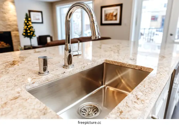 Modern Kitchen Sink and Granite Countertop