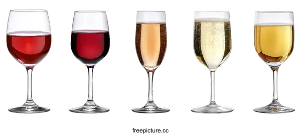 [Transparent Background PNG]Different Wine Glasses for Various Beverages