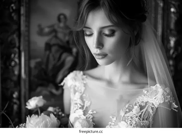 Elegant Bride in Black and White
