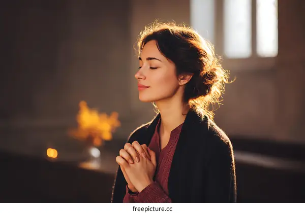 Woman Praying in a Church or Chapel