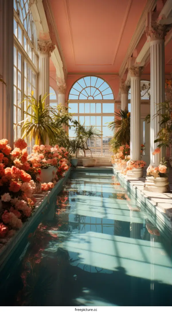 Pink Pool in a Beautiful Conservatory