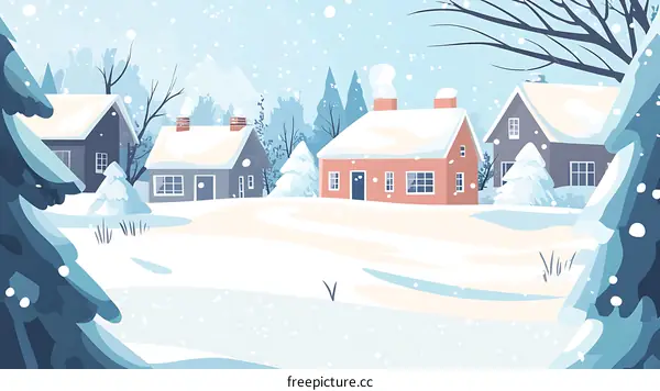 Winter Wonderland Village Illustration