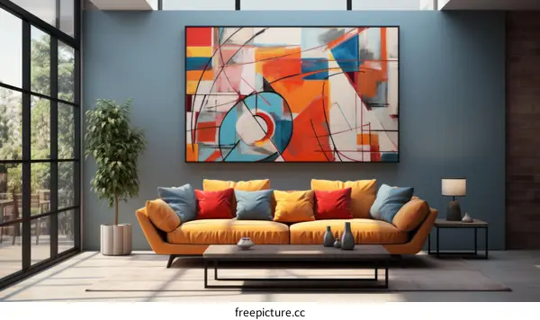 Geometric Abstraction Enlivens Modern Living Room Decor