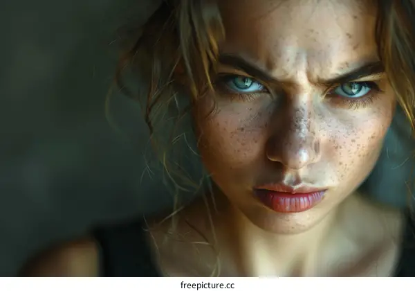 Close Up Portrait of a Woman with Freckles
