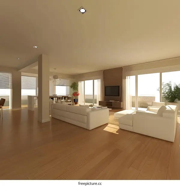 Modern Living Room Interior Design With White Sofa