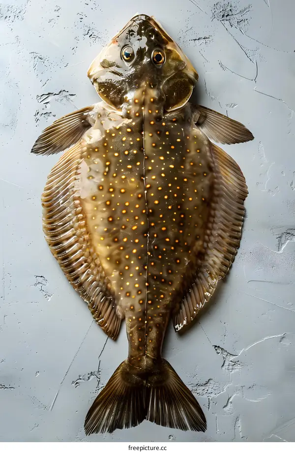 Fresh Flounder Fish on Gray Background