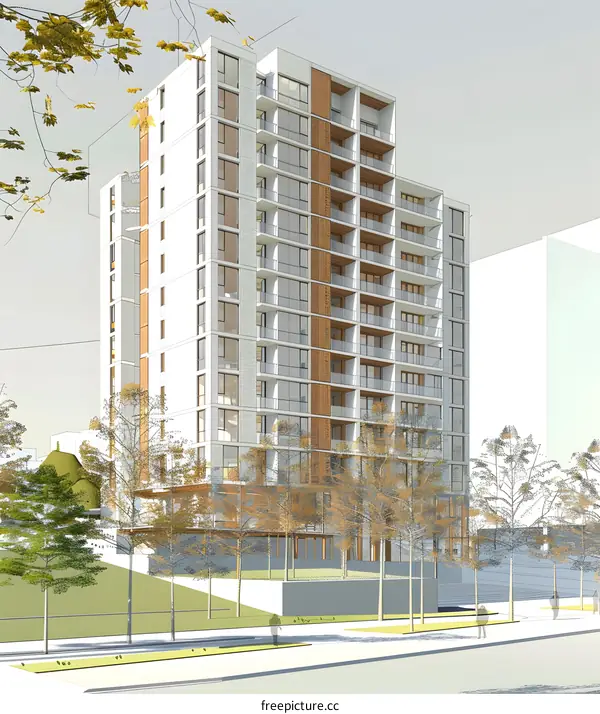 Modern Apartment Building Architectural Design Illustration