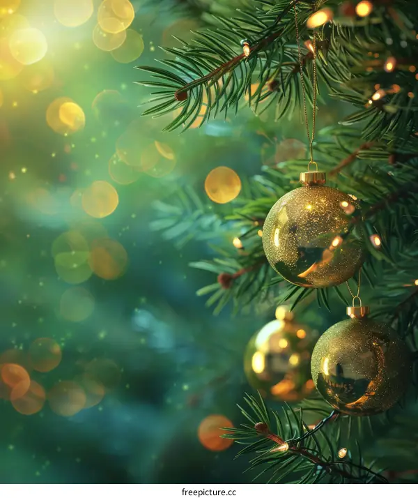 Christmas and golden Christmas balls