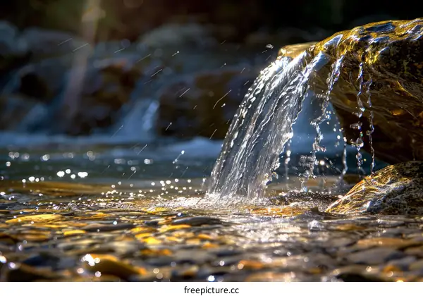 Waterfall in a Rocky Landscape