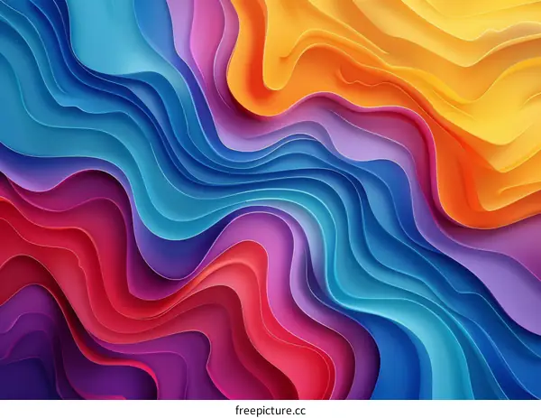 Abstract Colorful Layered Wave Design