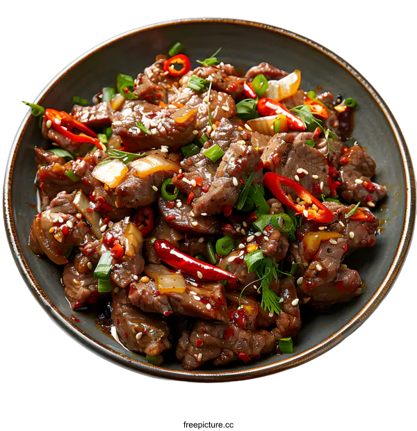 [Transparent Background PNG]Sliced beef with vegetables