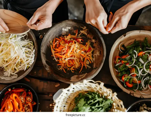 Overhead View of Fresh Salad Ingredients