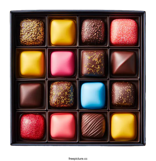 [Transparent Background PNG]Assorted Colorful Gourmet Chocolate Box