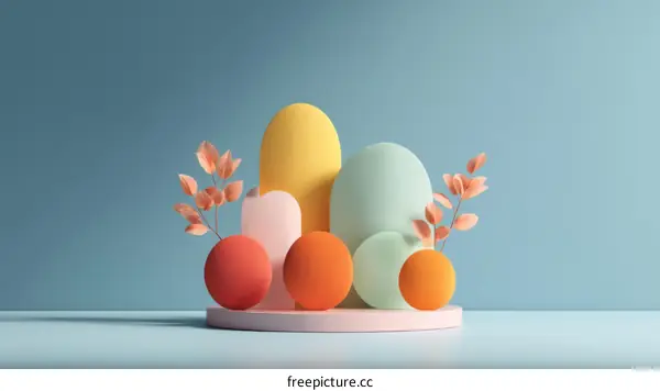 Abstract Geometric Shapes with Floral Accents