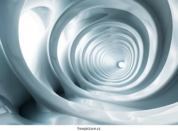 Futuristic tunnel of blue and white