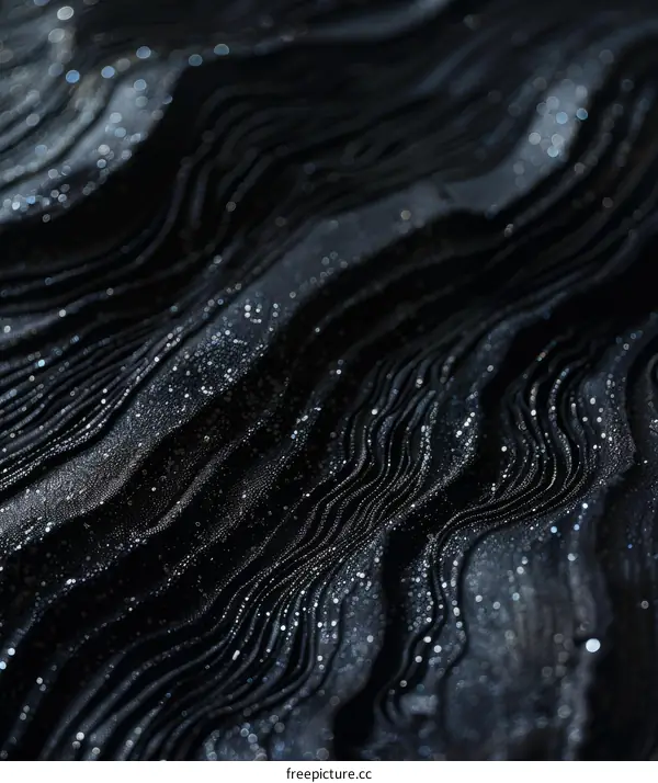 Black wavy fabric with silver glitter