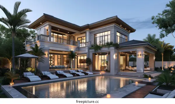 Modern Villa with Swimming Pool and Landscaped Courtyard