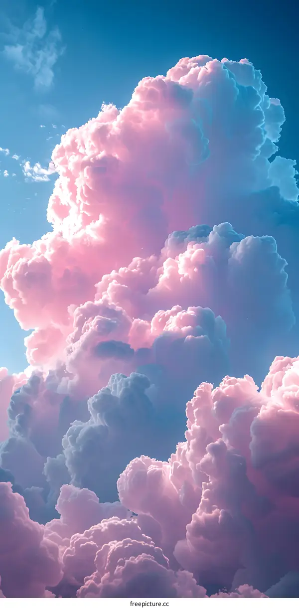 A large pink and blue cloud in the sky