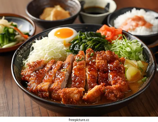 Japanese style pork cutlet rice set