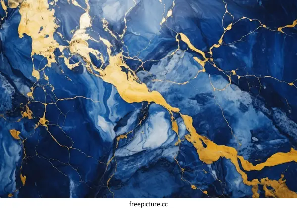 Blue and gold marble texture