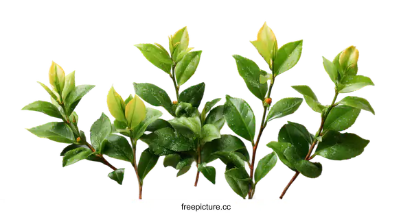 [Transparent Background PNG]Fresh Green Leaves and Branches Arrangement