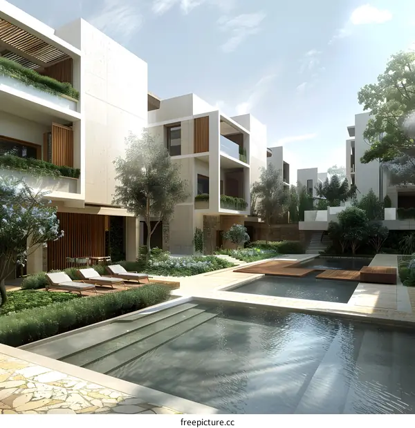 Courtyard with swimming pool