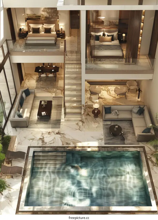 Luxury Multi-Level Home with Indoor Pool Design