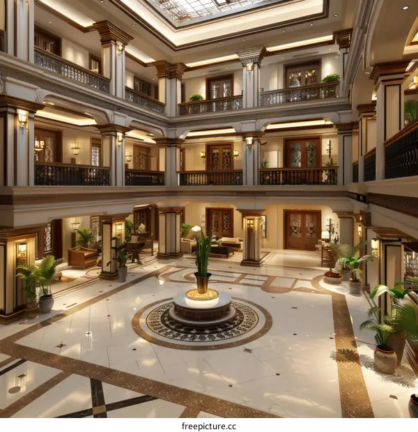 Grand Interior Design of a Luxurious Hotel Lobby