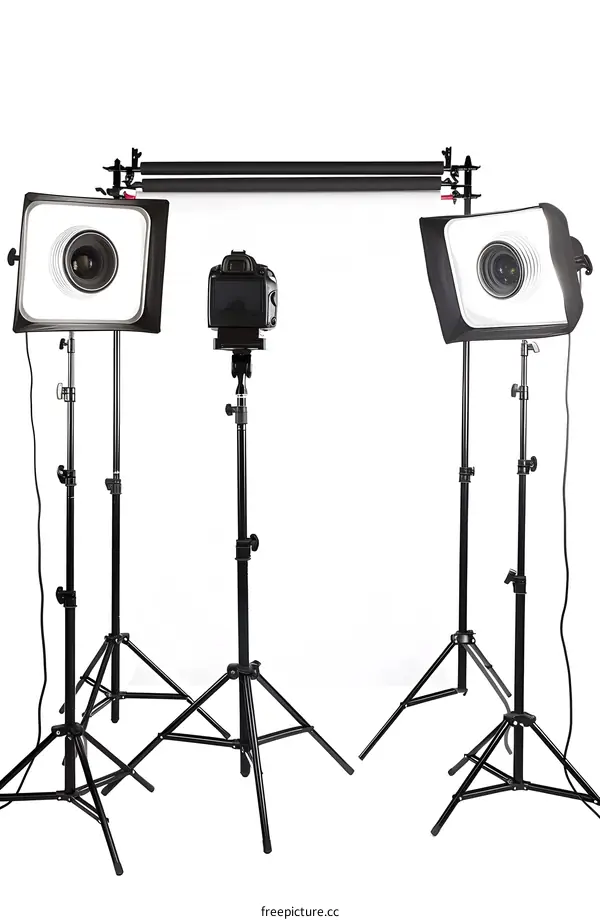 Studio Lighting Kit with Camera on Tripod