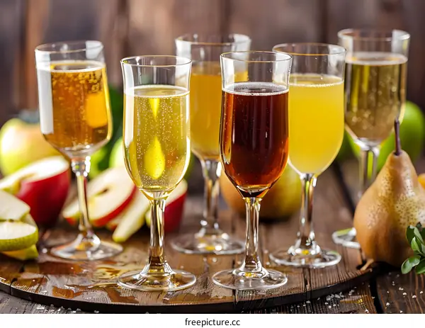Apple Cider Drinks with Fresh Apples and Pears