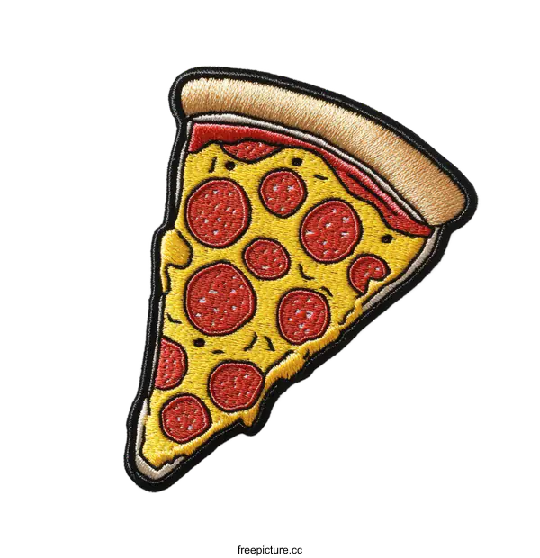 [Transparent Background PNG]Embroidered Pizza Slice Patch Design