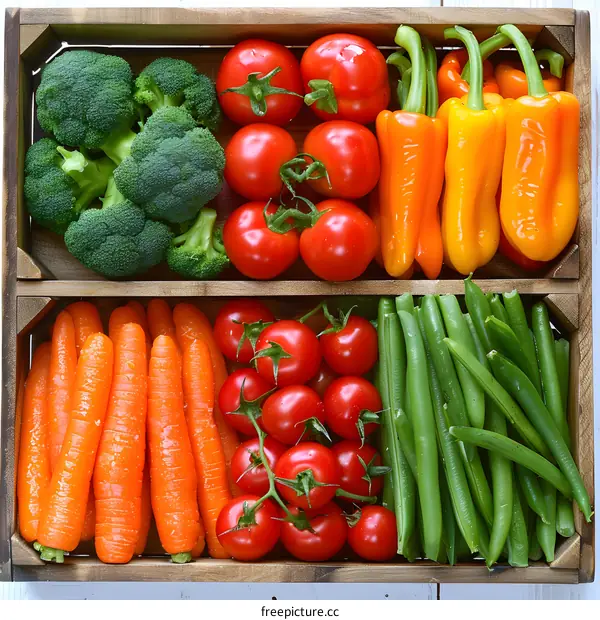 Fresh Vegetables in Wooden Crate