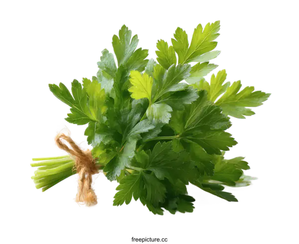 [Transparent Background PNG]Fresh Parsley Bunch Close-up