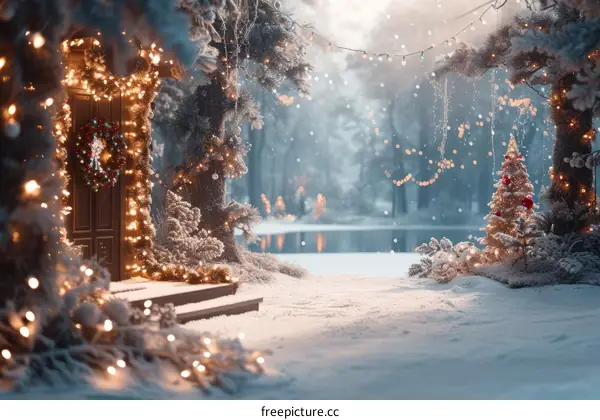 Snowy Christmas Eve in the Woods