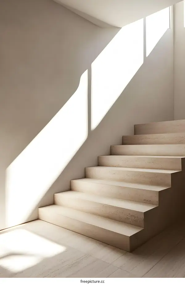 Modern Interior Design with Sunlight on Staircase