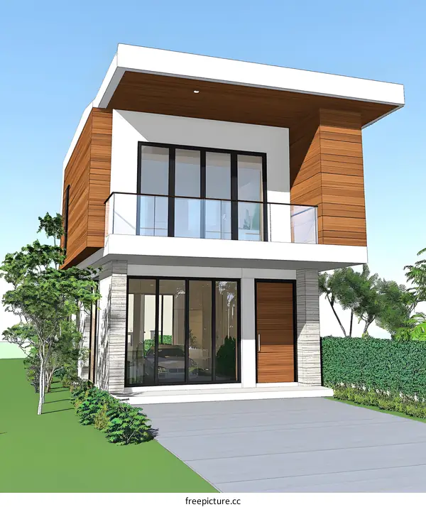 Modern House Design with Balcony and Garage