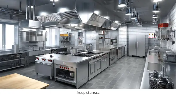 Modern Commercial Kitchen Design Illustration