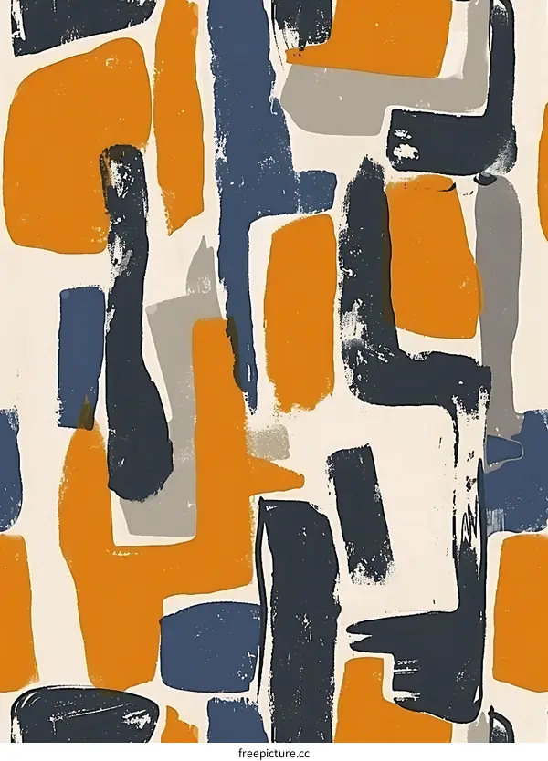 Abstract Geometric Pattern With Orange, Gray, Blue Colors